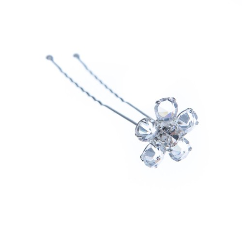 Hair pin, crystal flower motive