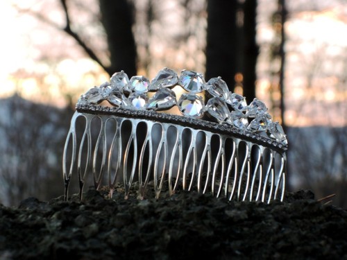 Vlasový hřebínek, šanel / stříbrná galvanizace