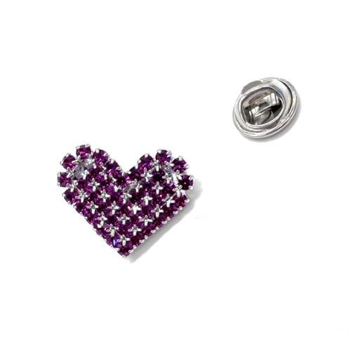 Brož / pin malé srdíčko,  fuchsie