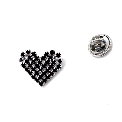 Brož / pin malé srdíčko, černá