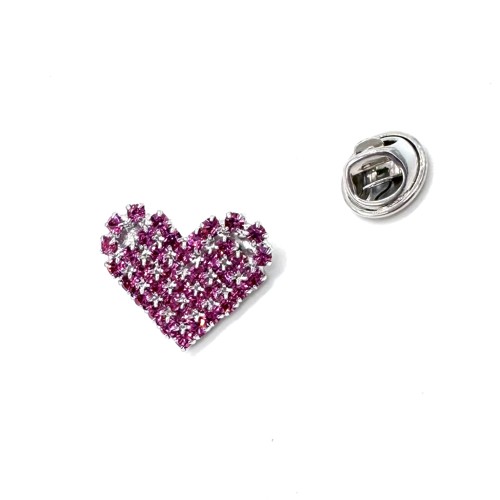 Brož / pin malé srdíčko, růžová