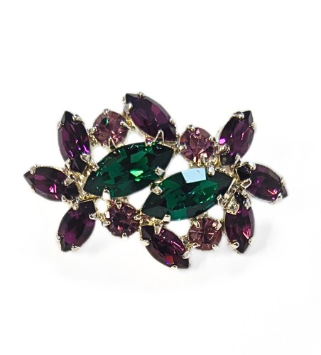 green purple crystal brooch