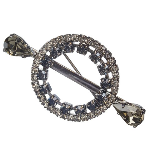 Black diamond grey crystall brooch