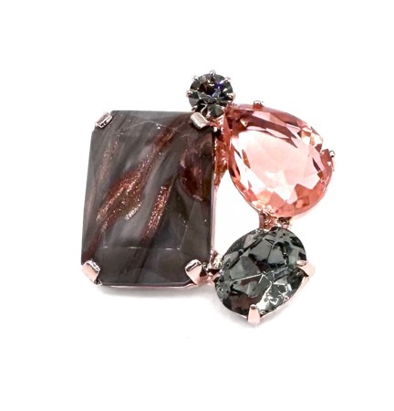 Designová brož s ručně vyráběnými skleněnými kameny