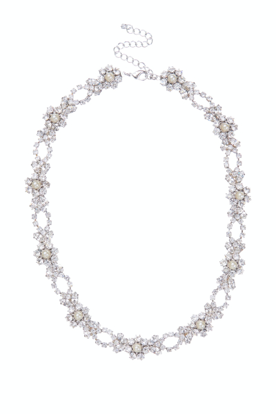 Bohatý štrasový náhrdleník s perličkami