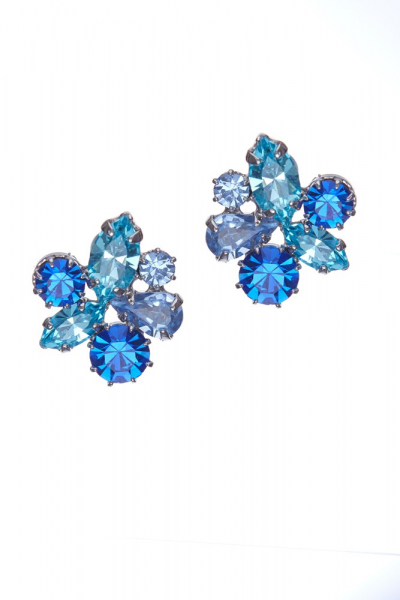 Náušnice pecky z modrých krystalů