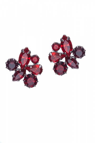 Náušnice pecky z červených krystalů
