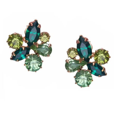 náušnice pecky ze zelených krystalů