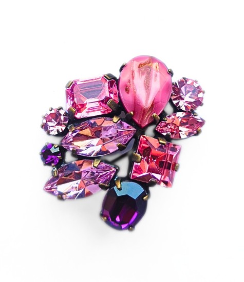 amethyst color crystal brooch