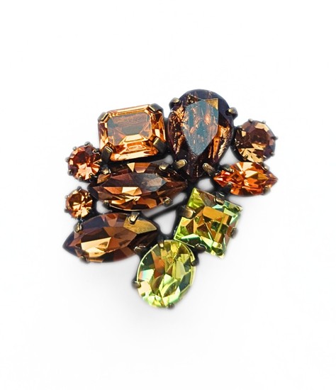 Brooch with Brown Crystals
