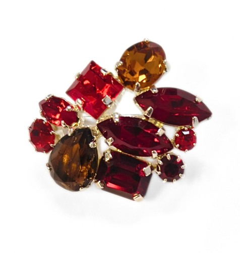 Brooch with Red and Honey crystals