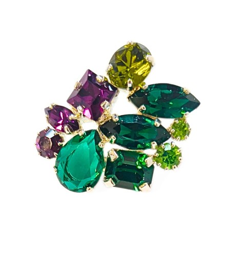 Brooch with Purple and Green crystals