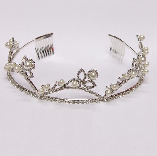 svatební korunka, perličky a krystaly