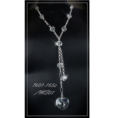 náhrdelník křišťálový, stříbrná galvanizace