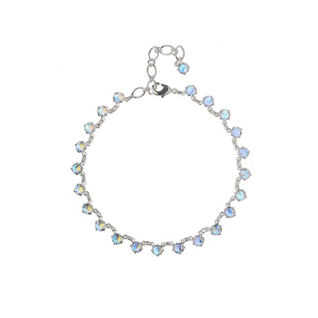 řetízek na nohu z čirých krystalů "AB"