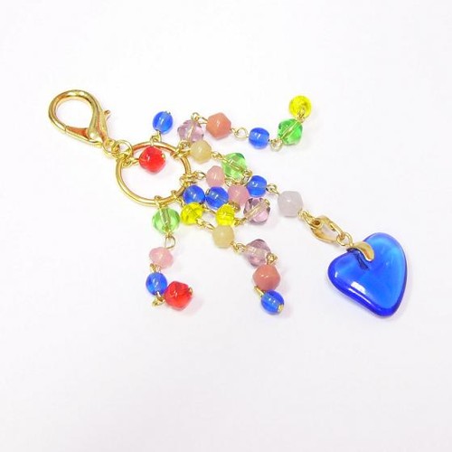 přívěšek na klíče ze skleněných korálků, zlatá galvanizace