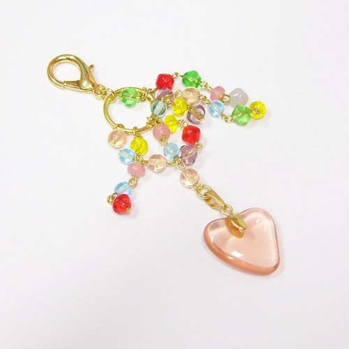 přívěšek na klíče ze skleněných korálků, zlatá galvanizace