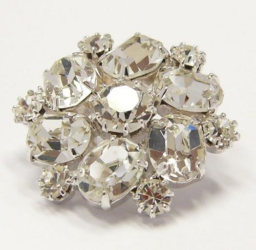 štrasový knoflík, galvanizace: stříbrná galvanizace