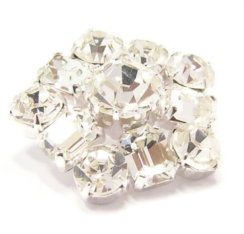 štrasový knoflík, galvanizace: stříbrná galvanizace