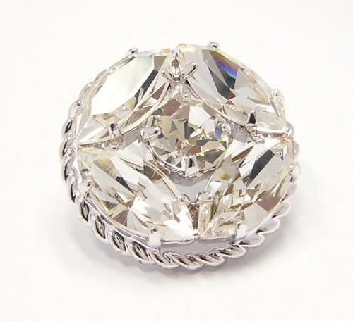 štrasový knoflík, galvanizace: stříbrná galvanizace