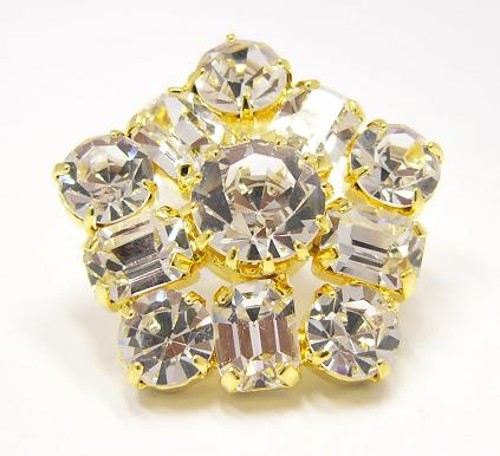 štrasový knoflík, galvanizace: zlatá galvanizace