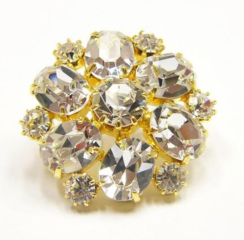 štrasový knoflík, galvanizace: zlatá galvanizace