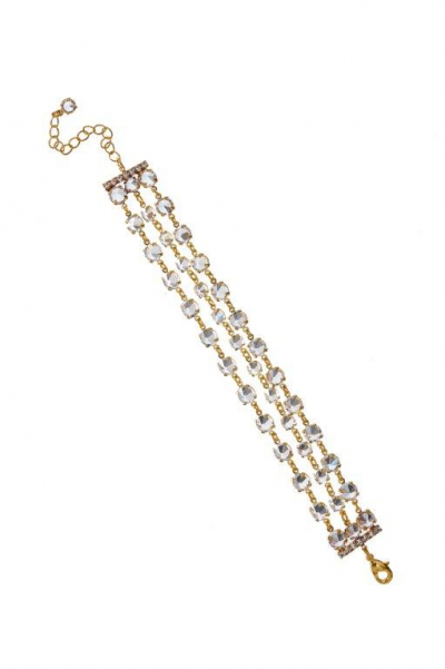 výrazný křišťálový náramek, zlatá galvanizace