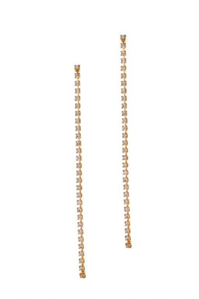 visací štrasové náušnice, extra dlouhé, zlatá galvanizace