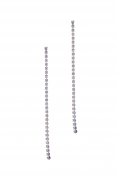 visací štrasové náušnice, puzeta, stříbrná galvanizace